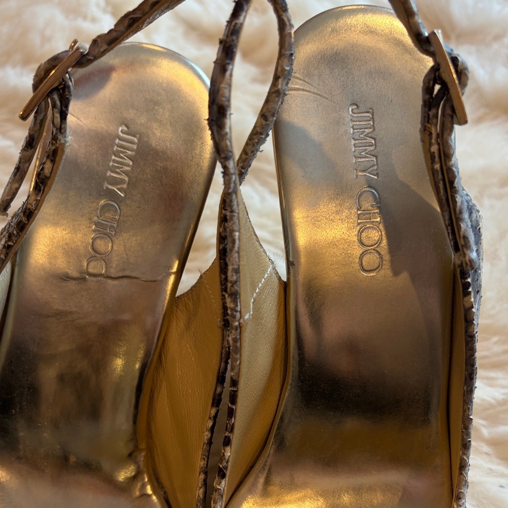 Jimmy Choo Snakeskin Peep-Toe Wedges - Picture 4 of 6
